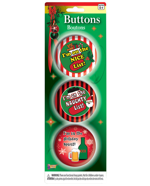 Christmas Funny Buttons - Set Of 3