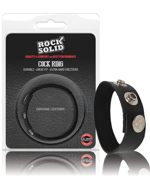 Rock Solid Leather 3 Snap Cockring - Black