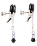 Spartacus Adjustable Broad Tip Nipple Clamps W-purple Beads