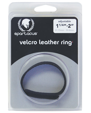 Spartacus Leather Sewn Velcro Cock Ring - Black