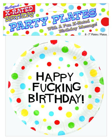 7" Happy Fucking Birthday Plates - Bag Of 8