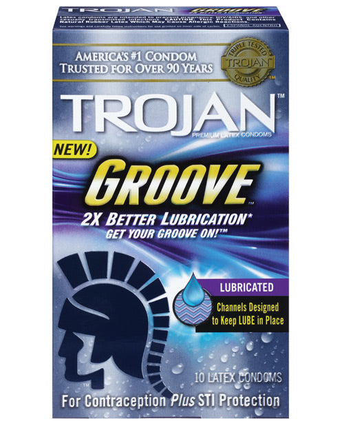 Trojan Groove Lubricated Condoms - Box Of 10