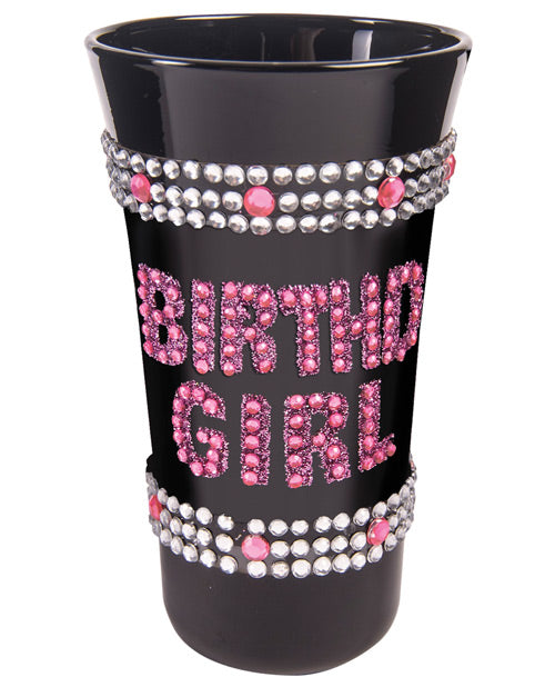 Birthday Girl Shot Glass W-pink Stones - Black