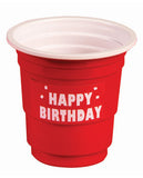 Happy Birthday Plastic Shot Glasses - Red Set Of 12