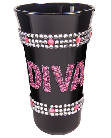 Diva Shot Glass W-pink Stones - Black