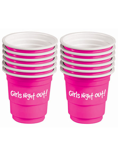 Girls Night Out! Bachelorette Plastic Shot Glasses - Pink Set Of 12