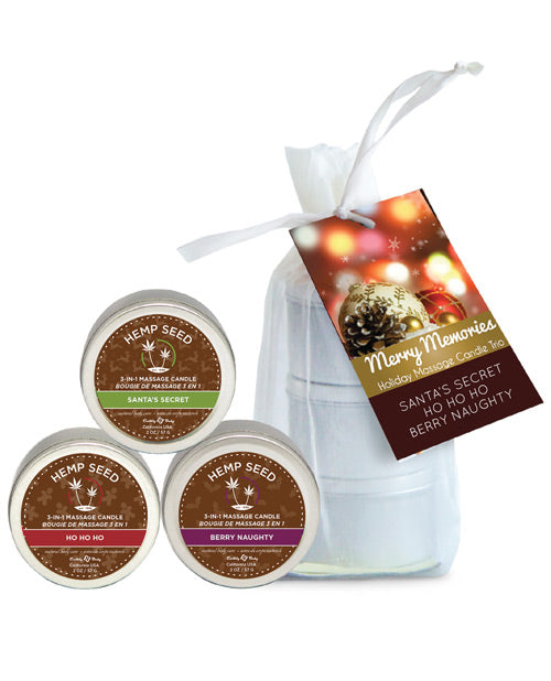 Earthly Body Holiday 3 In 1 Candle Trio - 2 Oz Bag Naughty, Ho & Santa