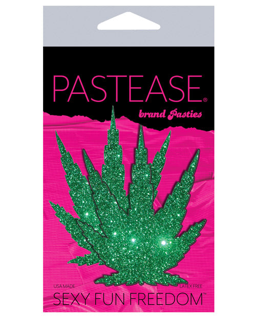 Pastease Glitter Marijuana Leaf - Green O-s