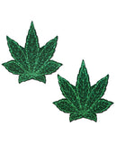 Pastease Glitter Marijuana Leafs - Green O-s