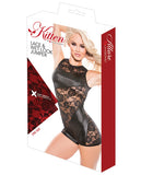 Kitten Lace & Wet Look Jumper Black O-s