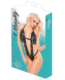 Vivace Naughty Faux Leather Deep V Neck Teddy Black O-s