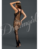 Fishnet & Floral Bodystocking Black O-s