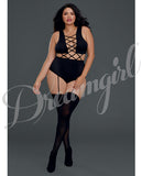 Cross Vest Teddy Bodystocking Black Qn