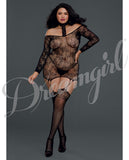 Versatile Lace Garterdress W-attached Thigh Highs Black Qn