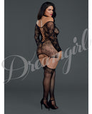 Versatile Lace Garterdress W-attached Thigh Highs Black Qn