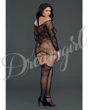 Versatile Lace Garterdress W-attached Thigh Highs Black Qn