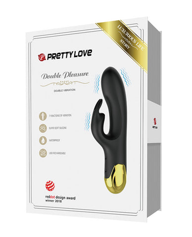 Pretty Love Double Pleasure Liquid Silicone 7 Function Rabbit - Black & Gold