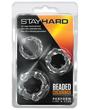 Blush Stay Hard Beaded Cock Rings - Pack 3