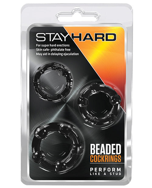 Blush Stay Hard Beaded Cock Rings - Pack 3