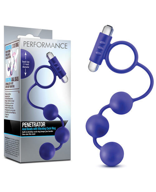 Blush Performance Anal Beads W-vibrating Cockring - Indigo