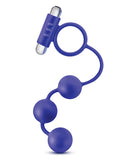 Blush Performance Anal Beads W-vibrating Cockring - Indigo