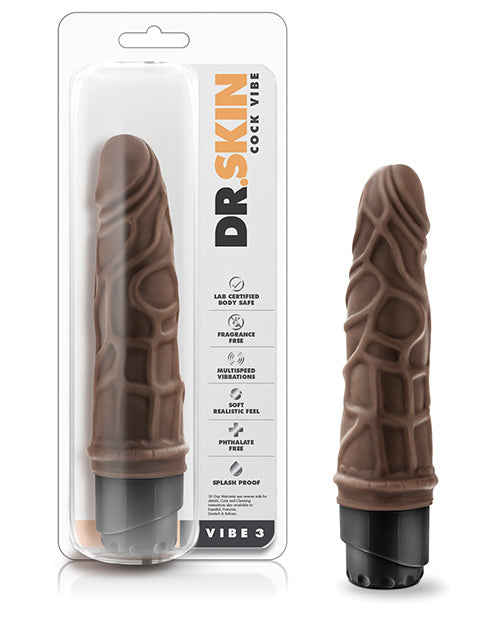 Blush Dr. Skin 7.25" Cock Vibe 3 - Chocolate