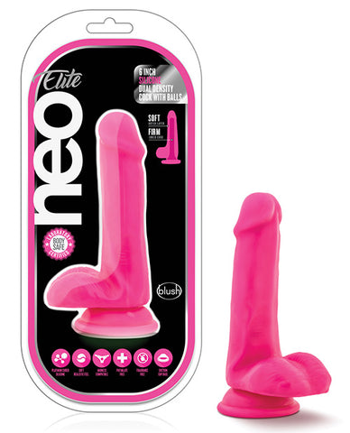 Blush Neo Elite Silicone Dual Density Cock W/balls - Neon