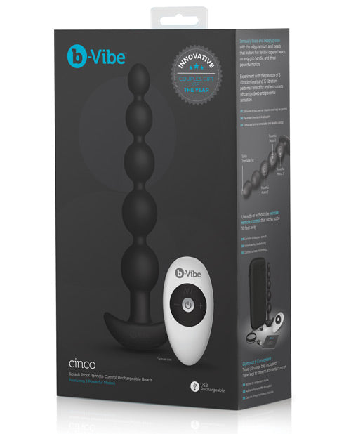 B-vibe Cinco Remote Control Rechargeable Beads - Black