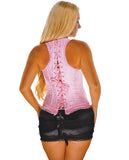 Brocade Pattern Raor Back Corset W-hook & Eye Front Closure & Acrylic Boning Pink 40