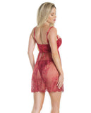 Lightly Padded Demi Cup & Fine Lace Skirt Babydoll & Adjustable Crotchless Panty Merlot