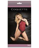 Fashion Stretch Mesh Lace Halter Neck Teddy W-contrasting Rim Merlot-black O-s