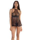 Bold Halter Style Babydoll W/removable Straps & Underwire Cups Black