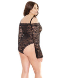 Bold Stretch Lace Teddy W-removable Straps & Snap Crotch Black Qn