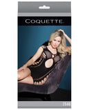 Sleek Seamless Stretch Net Dress W-keyhole Cutouts & Fence Net Sides Black O-s