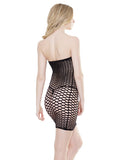 Sleek Seamless Stretch Net Tube Dress W-large Fishnet Pattern Black O-s