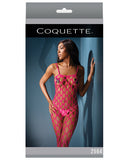 Sleek Seamless Stretch Open Net Bodystocking Neon Pink O-s