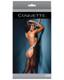 Sleek Sheer Nylon Halter Style Bodystocking W-cutout Thong Back Black-leopard O-s