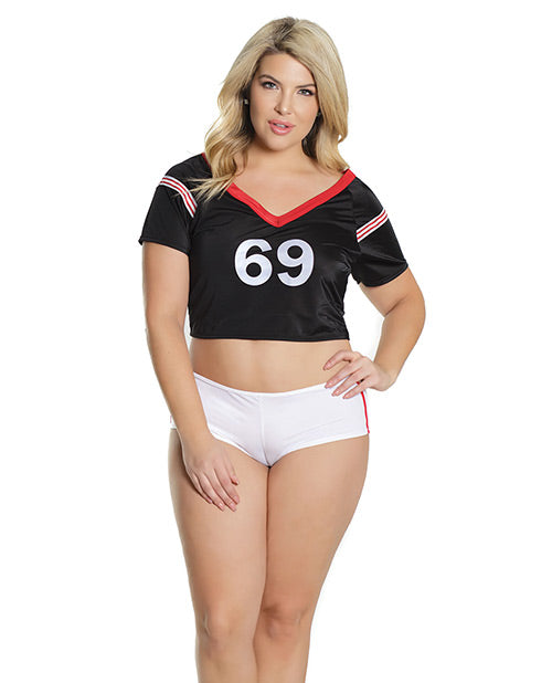 Fashion Football Crop Top & Booty Shorts Black/white