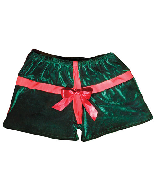 Holiday Velvet Present Boxers W-center Front Opening & Elasticized Waist Green-red Os