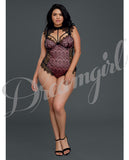 Stretch Satin Teddy W/underwire Cups & Lace Overlay, Tie Back Collar & Snap Crotch