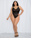 Stretch Lace Teddy & Sheer Mesh Maxi Skirt W/adjustable Straps & G-string