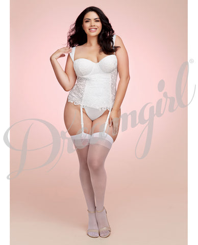 Lace Bustier & Mesh W/partial Satin Lining, Boning, Adjustable/removable Gartrs Deep