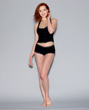 Spandex Jersey Camisole W/lace T Back Strap & Snap-side Panty Black