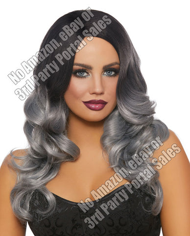 Long Wavy Ombre Wig - Black-gray