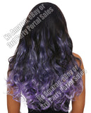 Long Curly Ombre 3 Pc Hair Extensions - Gun Metal-lavender-lilac