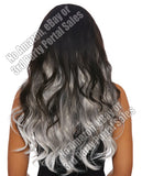 Long Wavy Ombre 3 Pc Hair Extensions - Gray-white