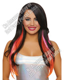 Long Straight Layered 3 Pc Hair Extensions - Magenta-neon Pink-orange