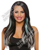 Long Straight Ombre 3 Pc Hair Extensions - Aqua-light Gray