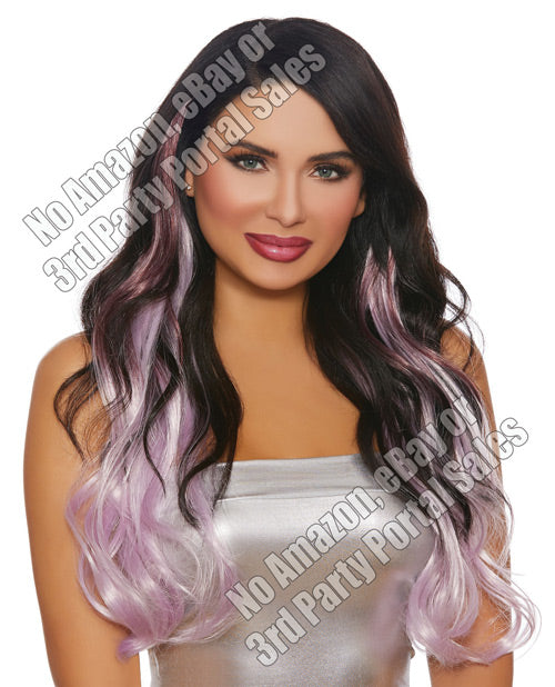 Long Wavy Layered 3 Pc Hair Extensions - Burgundy-pale Lavender