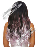 Long Wavy Layered 3 Pc Hair Extensions - Burgundy-pale Lavender